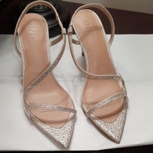 INC International Concepts Women's Sparkling Strappy Heels - Silver
